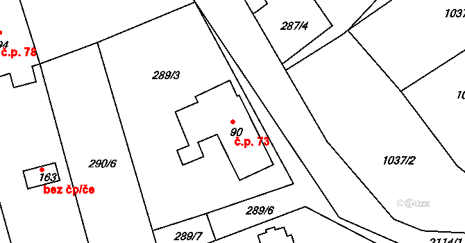 Jasenice 73, Lešná na parcele st. 90 v KÚ Jasenice u Valašského Meziříčí, Katastrální mapa