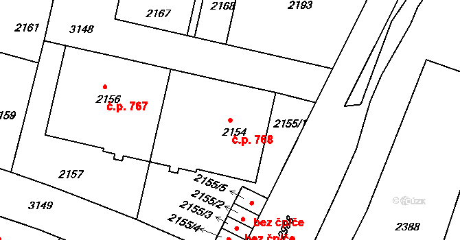 Nusle 768, Praha na parcele st. 2154 v KÚ Nusle, Katastrální mapa