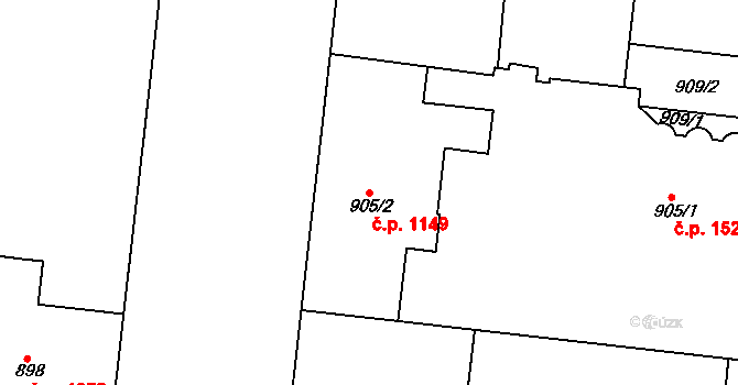 Holešovice 1149, Praha na parcele st. 905/2 v KÚ Holešovice, Katastrální mapa