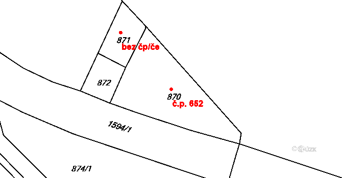 Rumburk 1 652, Rumburk na parcele st. 870/1 v KÚ Rumburk, Katastrální mapa