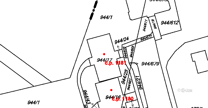 Šumbark 1181, Havířov na parcele st. 944/17 v KÚ Šumbark, Katastrální mapa