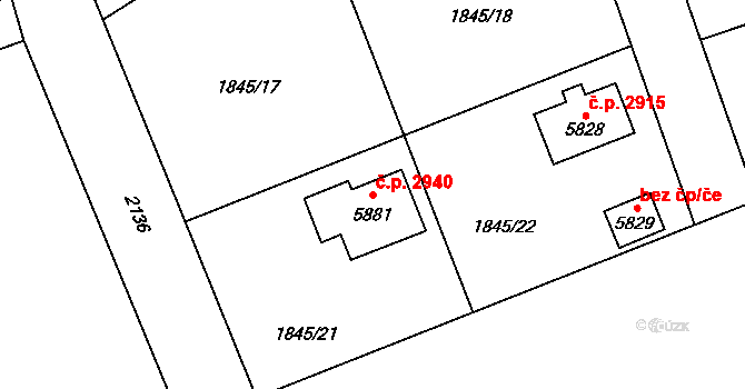 Šumperk 2940 na parcele st. 5881 v KÚ Šumperk, Katastrální mapa