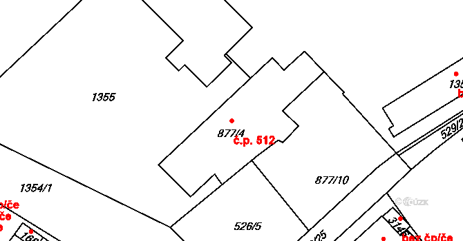 Horní Brána 512, Český Krumlov na parcele st. 877/4 v KÚ Český Krumlov, Katastrální mapa