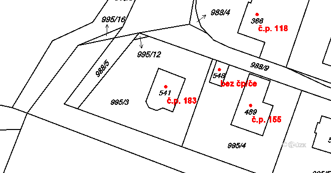 Pecerady 183, Týnec nad Sázavou na parcele st. 541 v KÚ Pecerady, Katastrální mapa