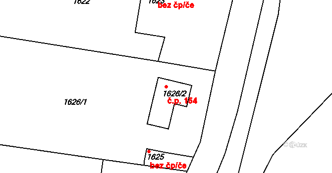 Sedlčany 154 na parcele st. 1626/2 v KÚ Sedlčany, Katastrální mapa
