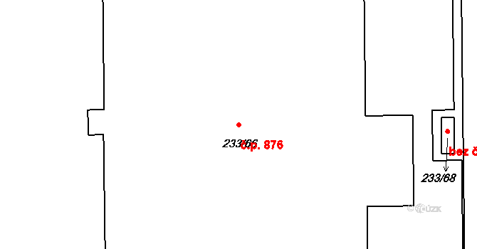 Hrabová 876, Ostrava na parcele st. 233/66 v KÚ Hrabová, Katastrální mapa