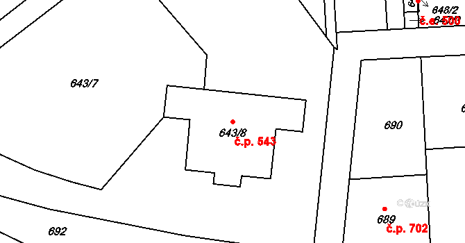 Moravský Krumlov 543 na parcele st. 643/8 v KÚ Moravský Krumlov, Katastrální mapa
