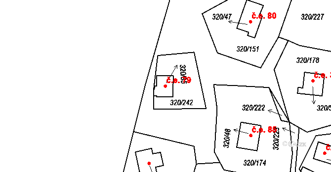 Milná 79, Frymburk na parcele st. 320/35 v KÚ Frymburk, Katastrální mapa