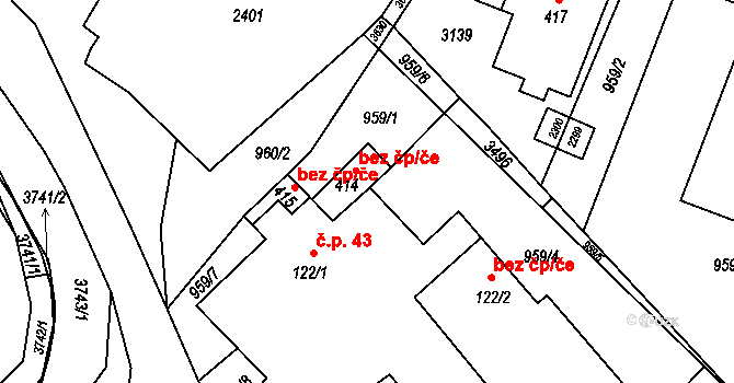 Dubenec 41729773 na parcele st. 414 v KÚ Dubenec, Katastrální mapa