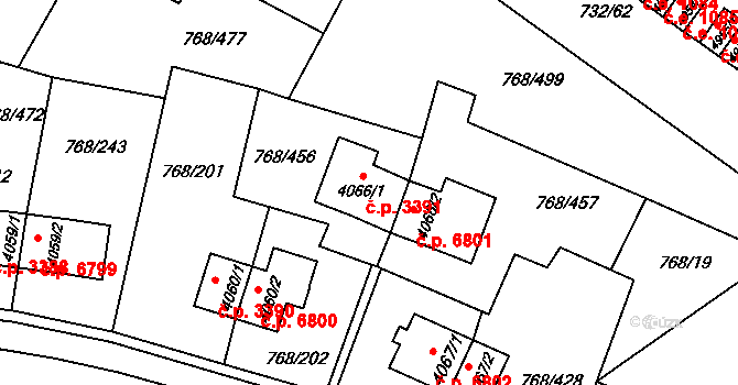 Zlín 3391 na parcele st. 4066/1 v KÚ Zlín, Katastrální mapa
