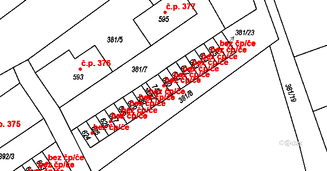 Markvartice 42933773 na parcele st. 740 v KÚ Markvartice u Děčína, Katastrální mapa