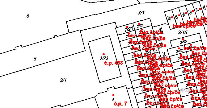Dolní Líštná 433, Třinec na parcele st. 3/73 v KÚ Dolní Líštná, Katastrální mapa