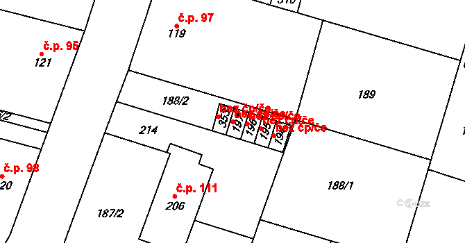 Valdice 43581773 na parcele st. 197 v KÚ Valdice, Katastrální mapa