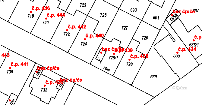 Brno 45577773 na parcele st. 726/2 v KÚ Černá Pole, Katastrální mapa