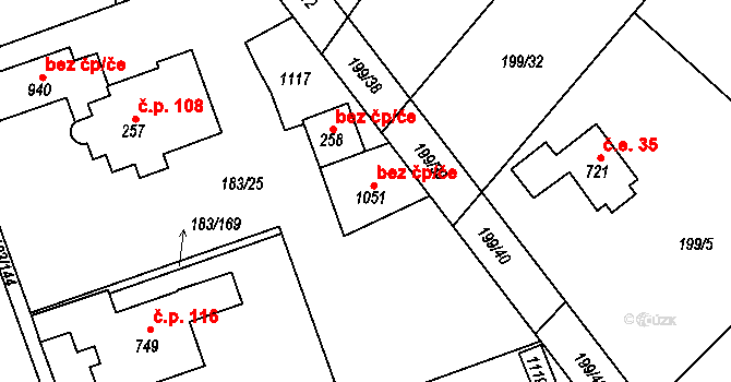 Svojetice 48482773 na parcele st. 1051 v KÚ Svojetice, Katastrální mapa