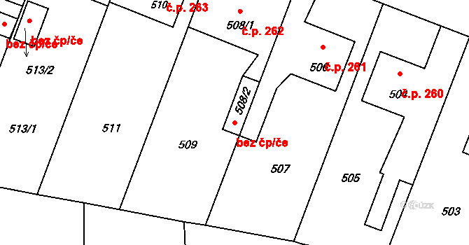 Hustopeče nad Bečvou 48835773 na parcele st. 508/2 v KÚ Hustopeče nad Bečvou, Katastrální mapa