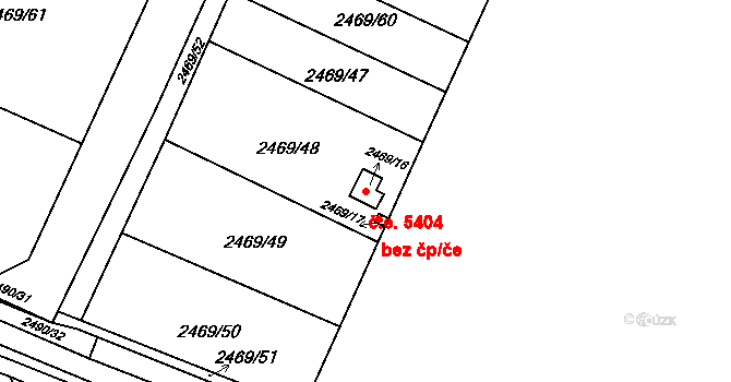 Předměstí 5404, Litoměřice na parcele st. 2469/16 v KÚ Litoměřice, Katastrální mapa