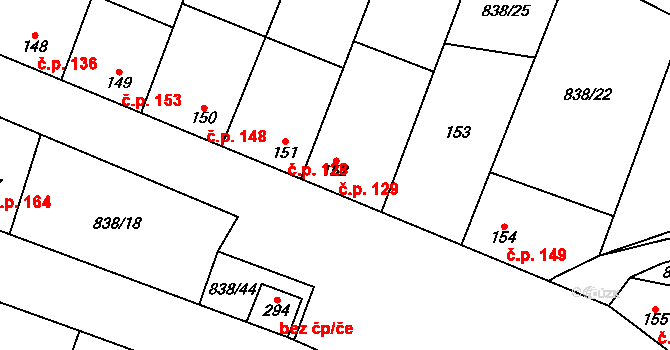 Olovnice 129 na parcele st. 152 v KÚ Olovnice, Katastrální mapa