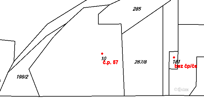 Horní Kamenice 57, Česká Kamenice na parcele st. 10 v KÚ Horní Kamenice, Katastrální mapa