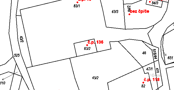 Albrechtičky 136 na parcele st. 83/2 v KÚ Albrechtičky, Katastrální mapa