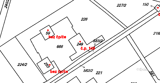 Lipnice 148, Dvůr Králové nad Labem na parcele st. 249 v KÚ Lipnice u Dvora Králové, Katastrální mapa