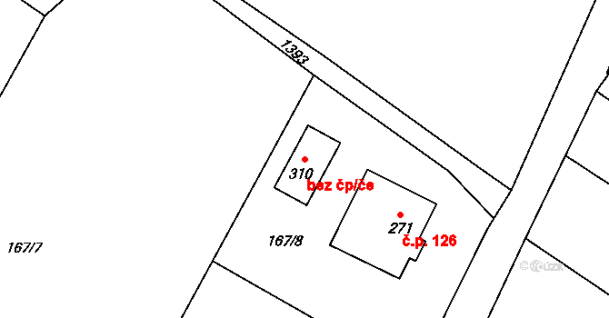 Kyškovice 94415773 na parcele st. 310 v KÚ Kyškovice, Katastrální mapa
