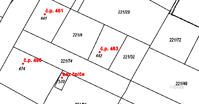 Chotěšov 463 na parcele st. 442 v KÚ Chotěšov, Katastrální mapa