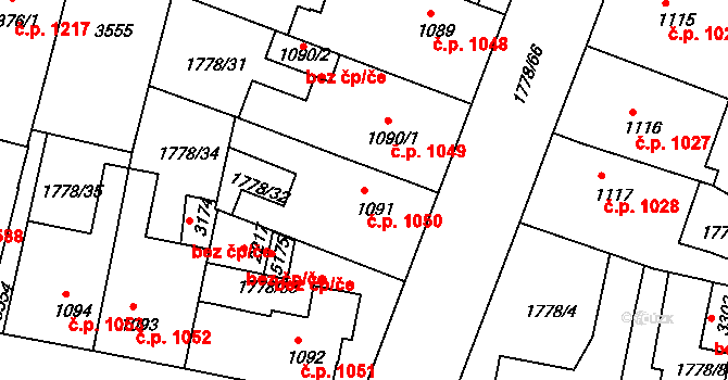 Nymburk 1050 na parcele st. 1091 v KÚ Nymburk, Katastrální mapa