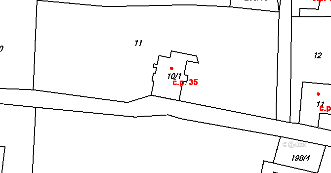 Horní Světlá 35, Mařenice na parcele st. 10/1 v KÚ Horní Světlá pod Luží, Katastrální mapa