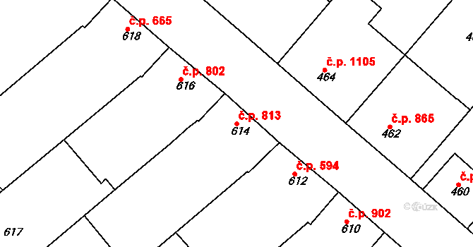 Mistřín 813, Svatobořice-Mistřín na parcele st. 614 v KÚ Mistřín, Katastrální mapa