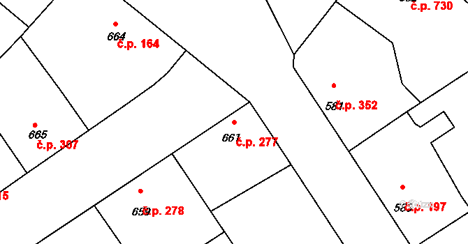 Vacenovice 277 na parcele st. 661 v KÚ Vacenovice u Kyjova, Katastrální mapa