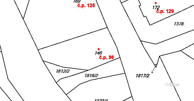 Nové Heřminovy 96 na parcele st. 146 v KÚ Nové Heřminovy, Katastrální mapa