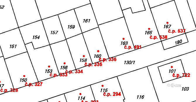 Libušín 336 na parcele st. 160 v KÚ Libušín, Katastrální mapa