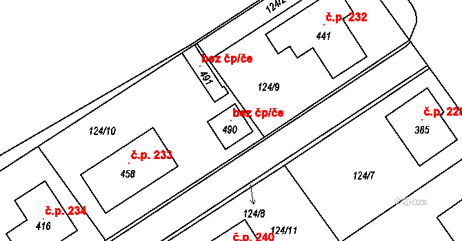Cerekvice nad Loučnou 145939774 na parcele st. 490 v KÚ Cerekvice nad Loučnou, Katastrální mapa