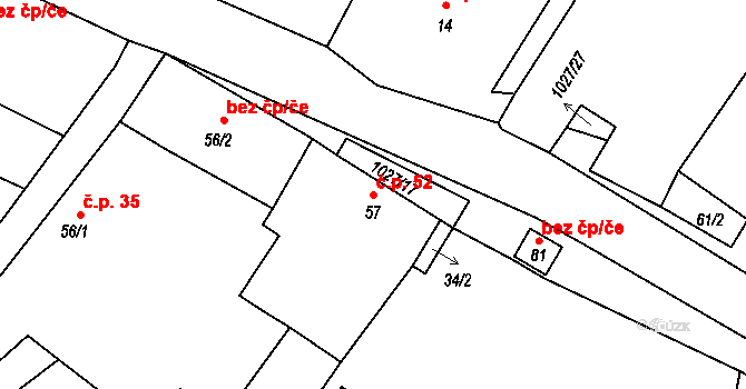 Lidéřovice 52, Peč na parcele st. 57 v KÚ Lidéřovice, Katastrální mapa