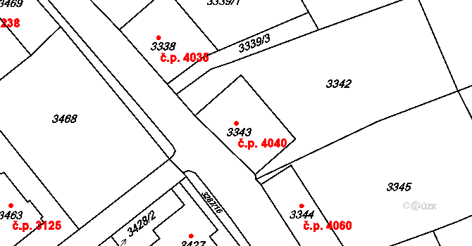 Frýdlant 4040 na parcele st. 3343 v KÚ Frýdlant, Katastrální mapa