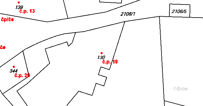 Krčkovice 19, Hrubá Skála na parcele st. 130 v KÚ Hrubá Skála, Katastrální mapa