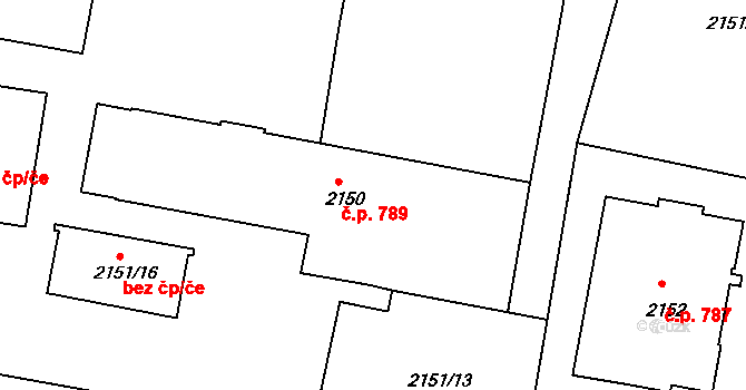 Tachov 789 na parcele st. 2150 v KÚ Tachov, Katastrální mapa