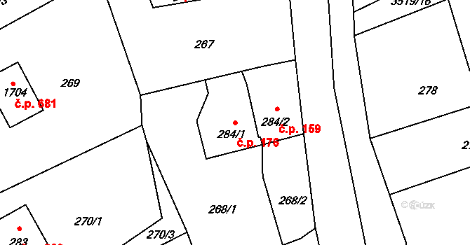 Cvikov II 176, Cvikov na parcele st. 284/1 v KÚ Cvikov, Katastrální mapa