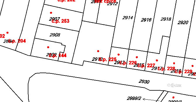 Mimoň I 225, Mimoň na parcele st. 2910 v KÚ Mimoň, Katastrální mapa
