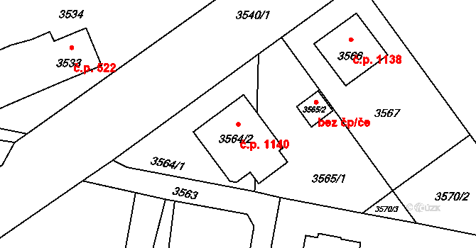 Lutyně 1140, Orlová na parcele st. 3564/2 v KÚ Horní Lutyně, Katastrální mapa