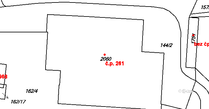 Prachatice II 261, Prachatice na parcele st. 2060 v KÚ Prachatice, Katastrální mapa
