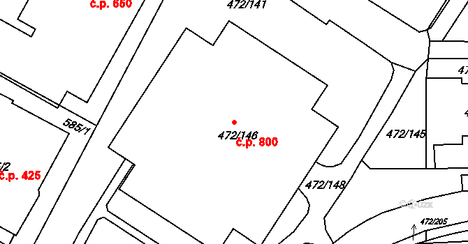 Krásné Březno 800, Ústí nad Labem na parcele st. 472/146 v KÚ Krásné Březno, Katastrální mapa