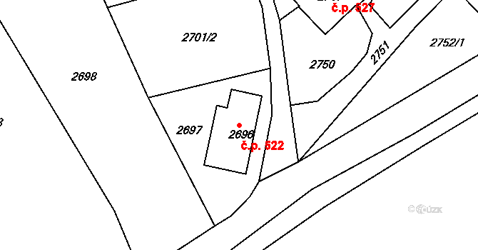 Žamberk 522 na parcele st. 2696 v KÚ Žamberk, Katastrální mapa