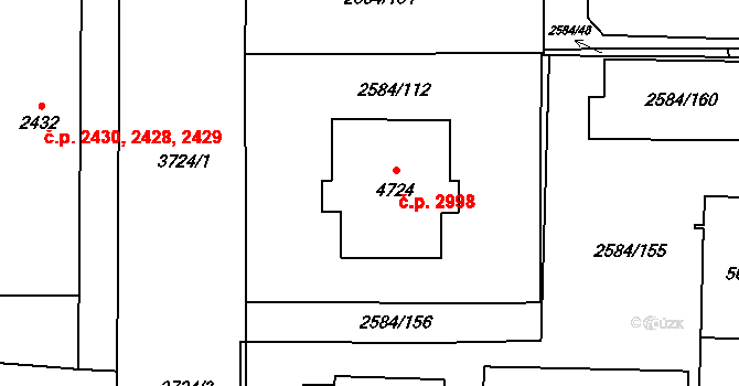 Břeclav 2998 na parcele st. 4724 v KÚ Břeclav, Katastrální mapa