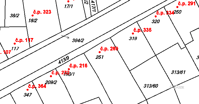 Černčice 269 na parcele st. 251 v KÚ Černčice u Loun, Katastrální mapa