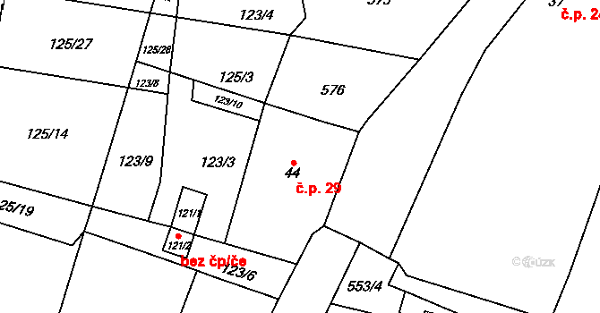 Strkovice 29, Postoloprty na parcele st. 44 v KÚ Strkovice, Katastrální mapa