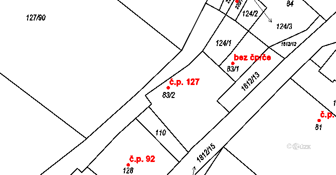 Kejžlice 127 na parcele st. 83/2 v KÚ Kejžlice, Katastrální mapa