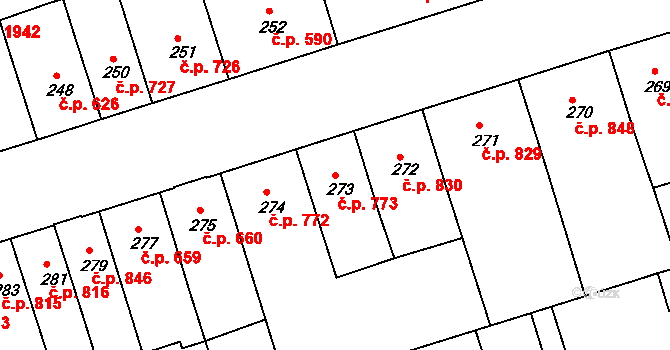 Trnovany 773, Teplice na parcele st. 273 v KÚ Teplice-Trnovany, Katastrální mapa