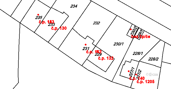 Hlubočepy 142, Praha na parcele st. 231 v KÚ Hlubočepy, Katastrální mapa